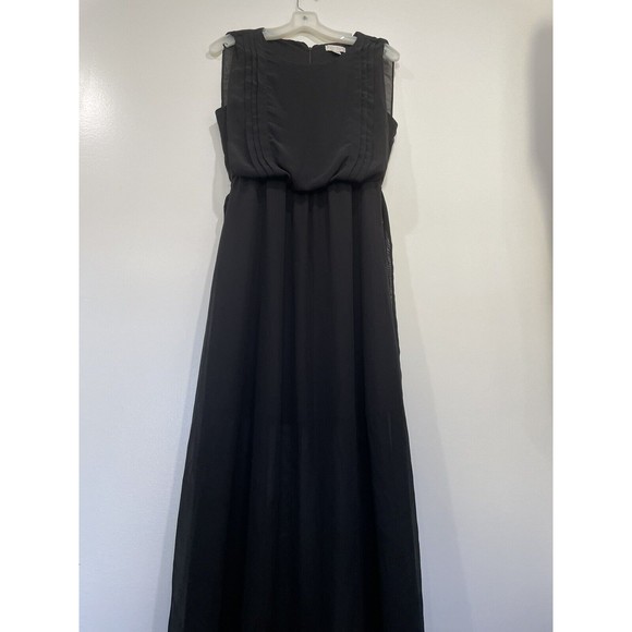 BISOU BISOU Black Formal Draped Pleated Keyhole Maxi Long Tie back Dress Size 8 - Picture 3 of 7